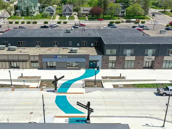 Aerial view of a completed Brennan Companies project